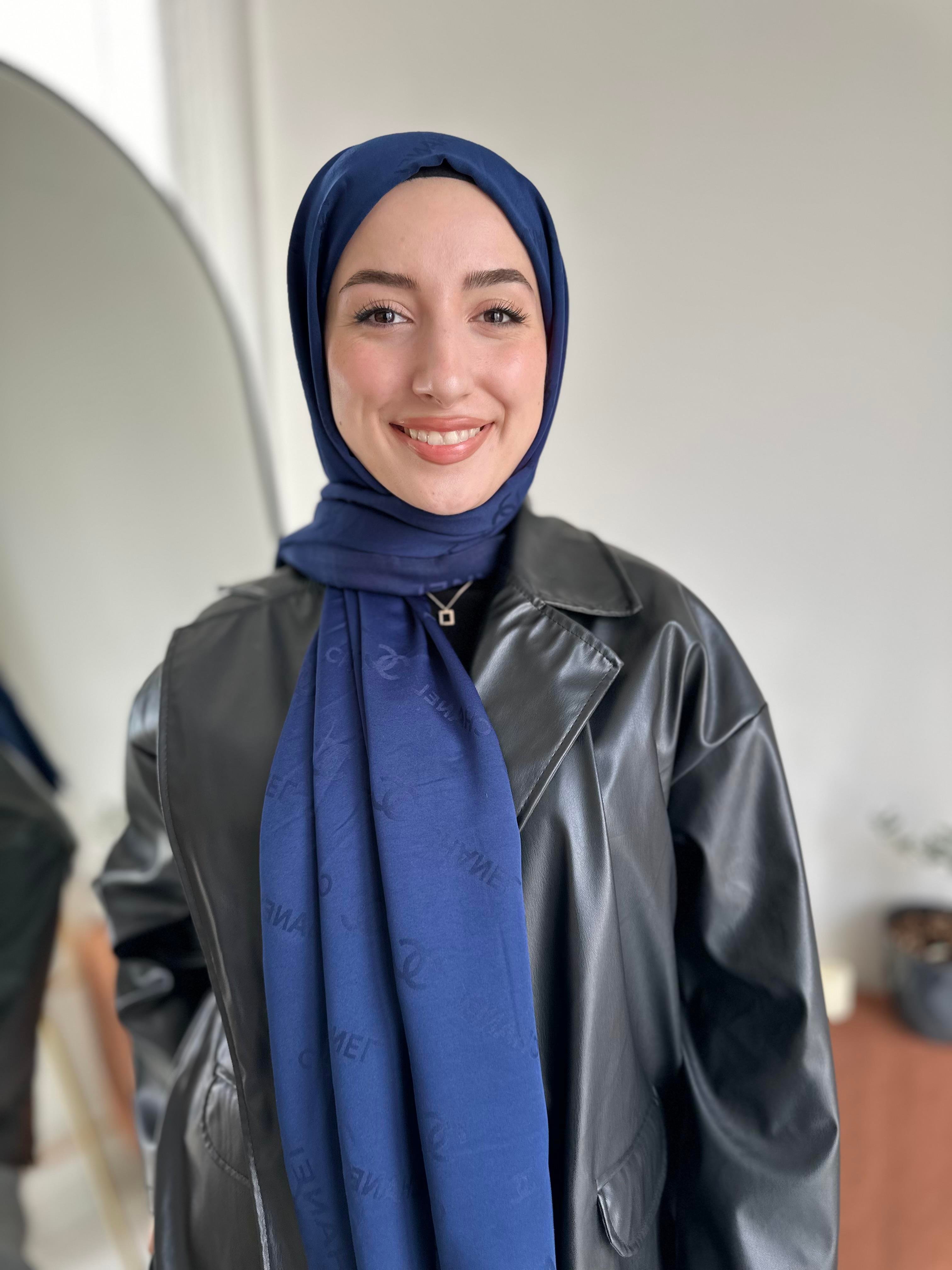 Lacivert Chanel Kaşmir Şal