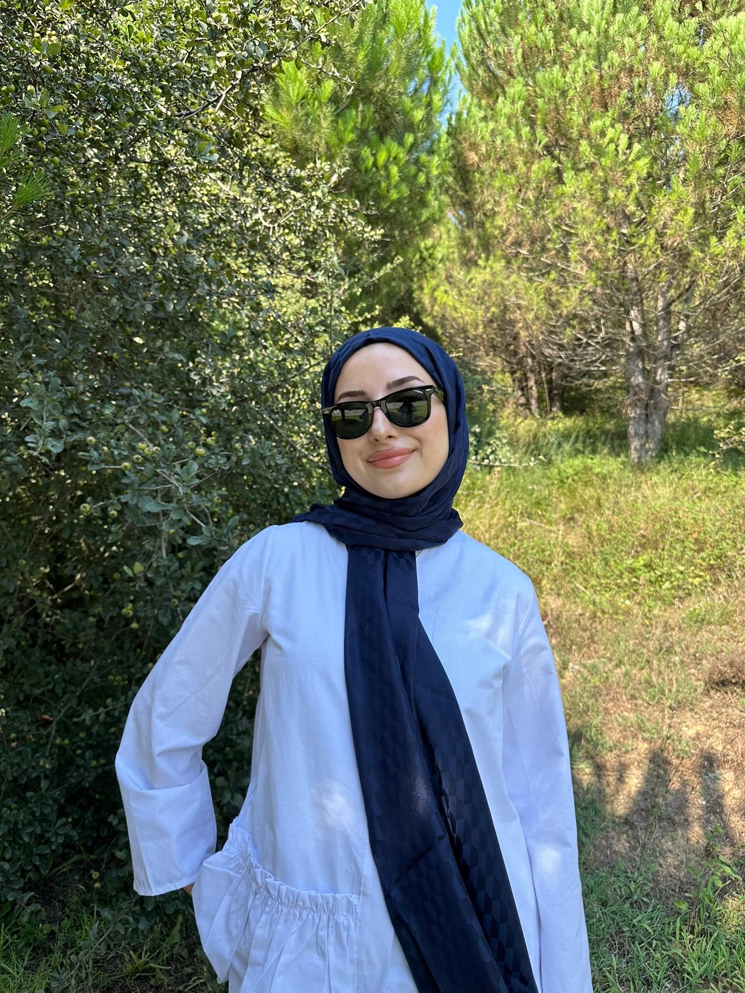 LACİVERT QOZA DESEN İPEKSİ JAKAR ŞAL