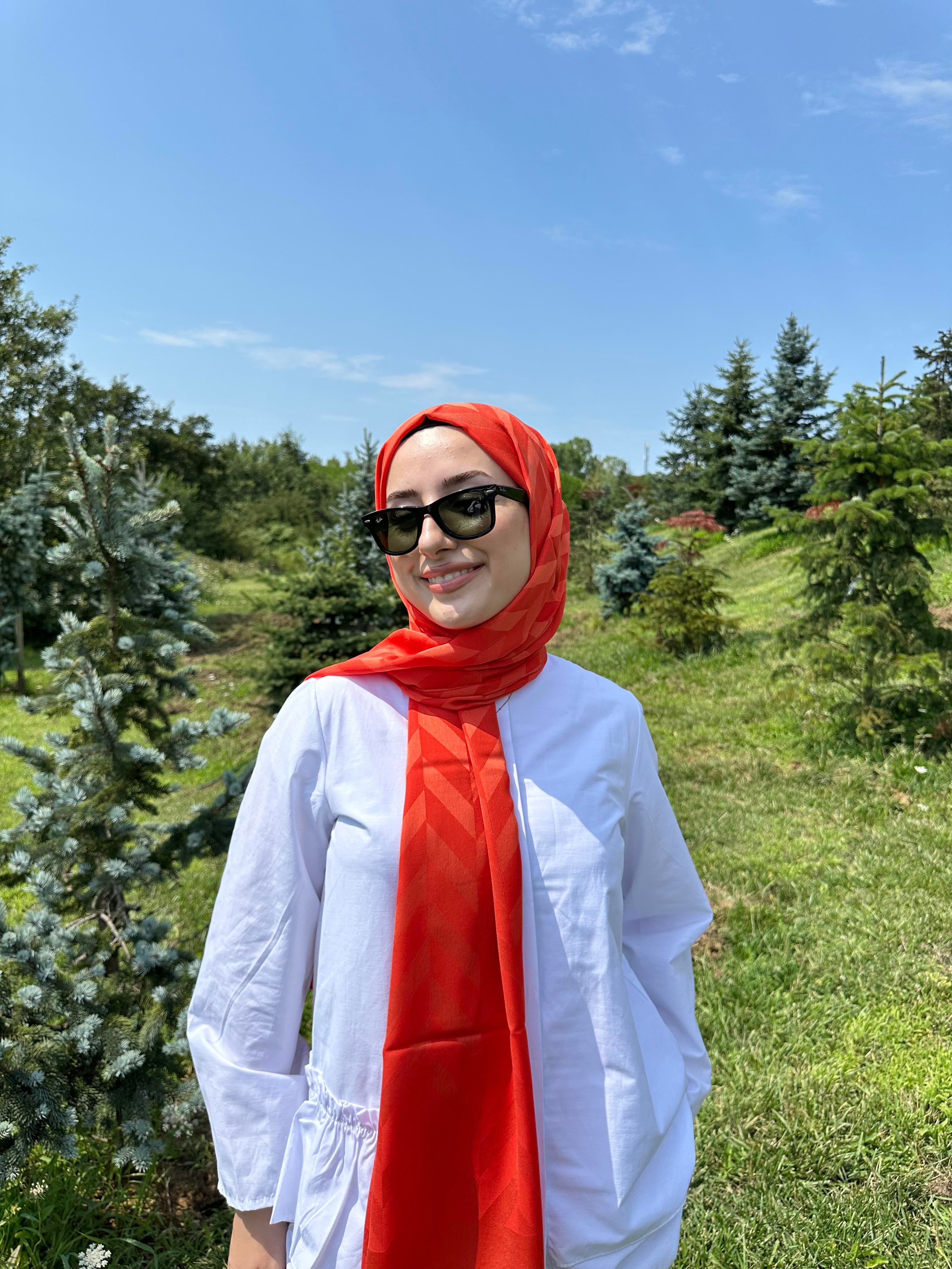 YANIK TURUNCU BALIKSIRTI DESEN JAKAR ŞAL