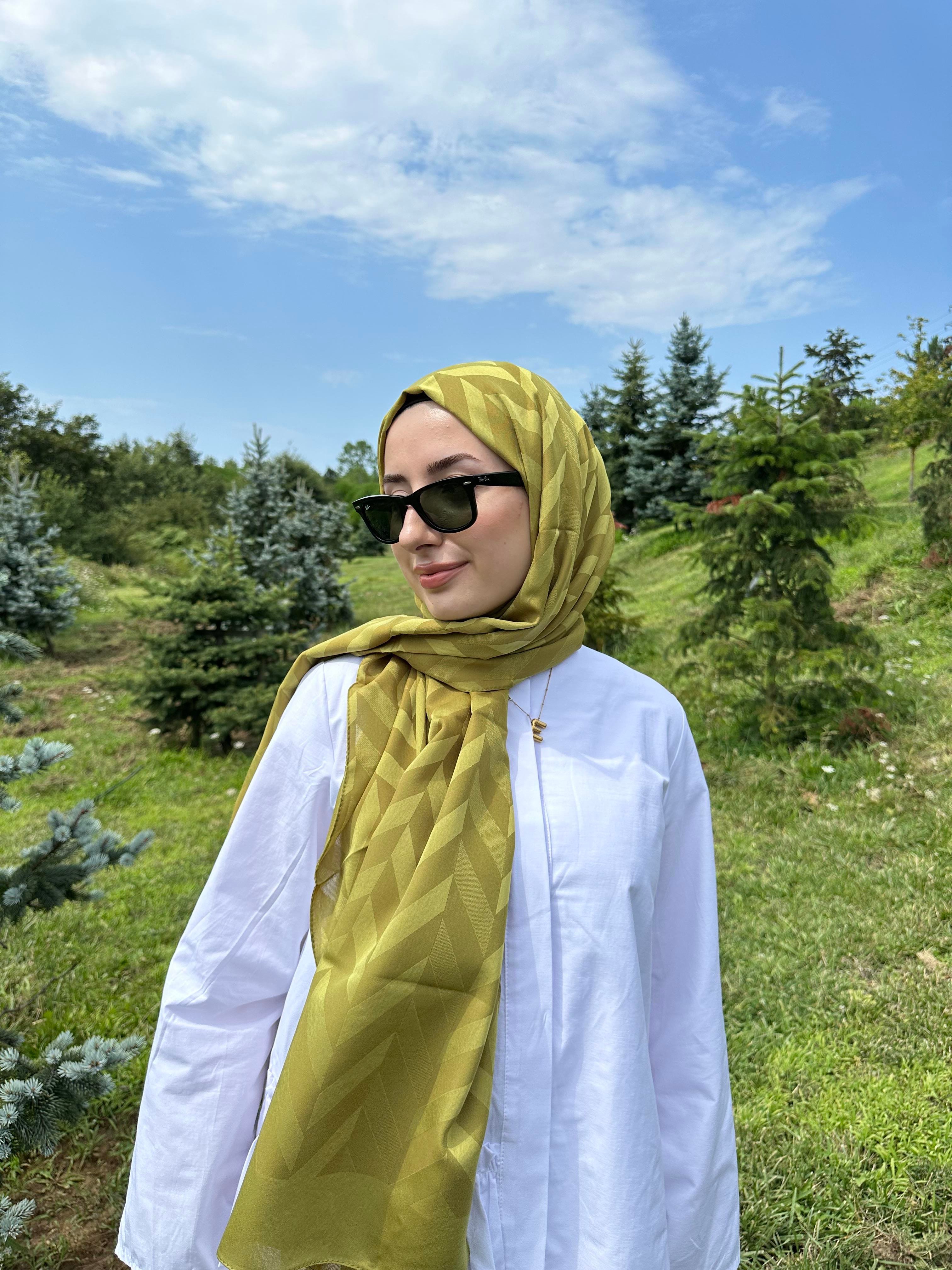 ZEYTİN YEŞİLİ BALIK SIRTI DESEN JAKAR ŞAL
