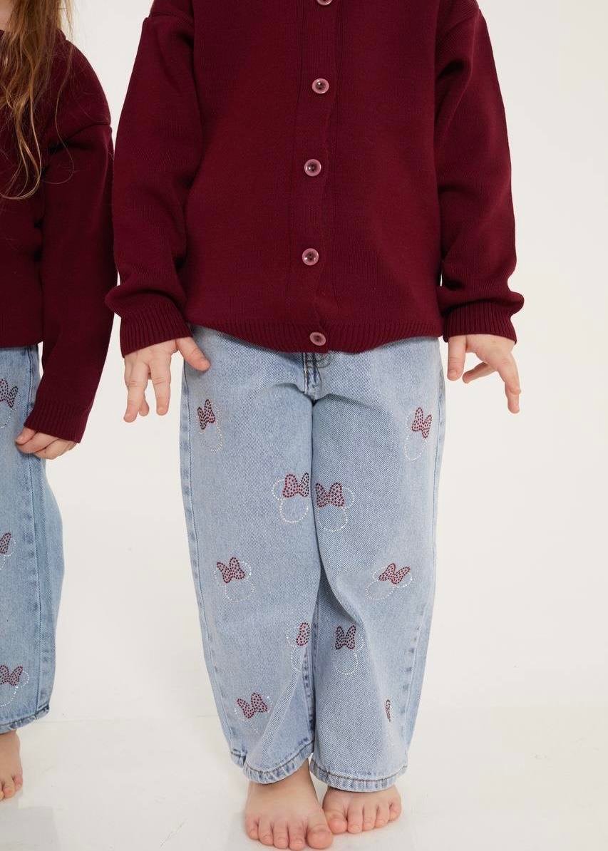 2-8 Yaş Cosy Bordo Jean Kazak Takım