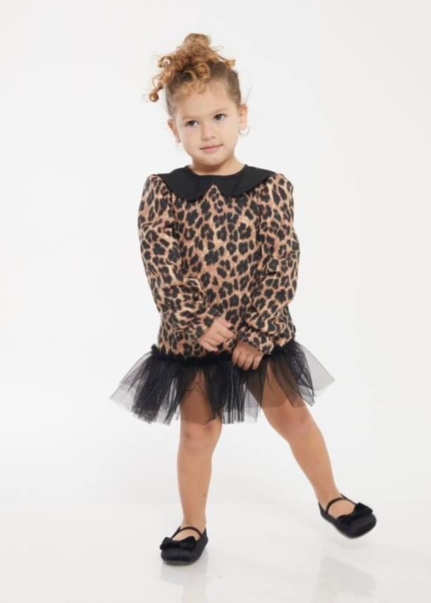2-8 Yaş Leopar Tül Elbise