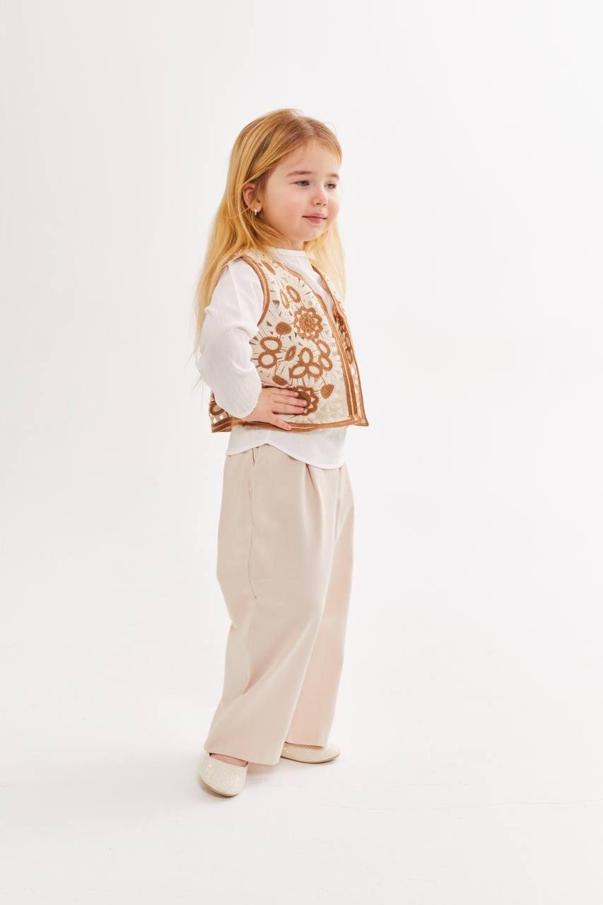 2-8 Yaş Yelek Pantolon Body 3'lü Set