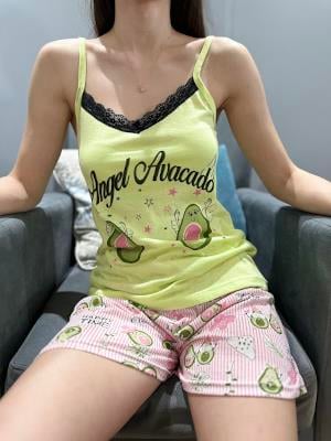 Avakado Desenli Şortlu Pijama Takım