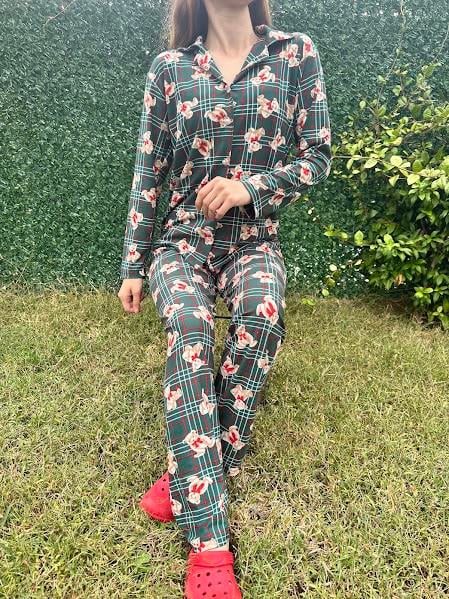 Ayıcık Desenli Gömlek Yaka Pijama Takım Yeşil
