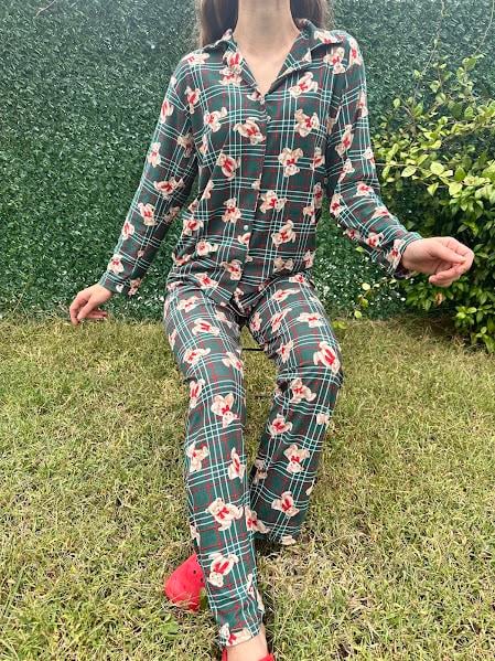 Ayıcık Desenli Gömlek Yaka Pijama Takım Yeşil