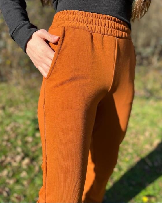 Beli Lastikli Dar Paça Eşofman Kiremit 