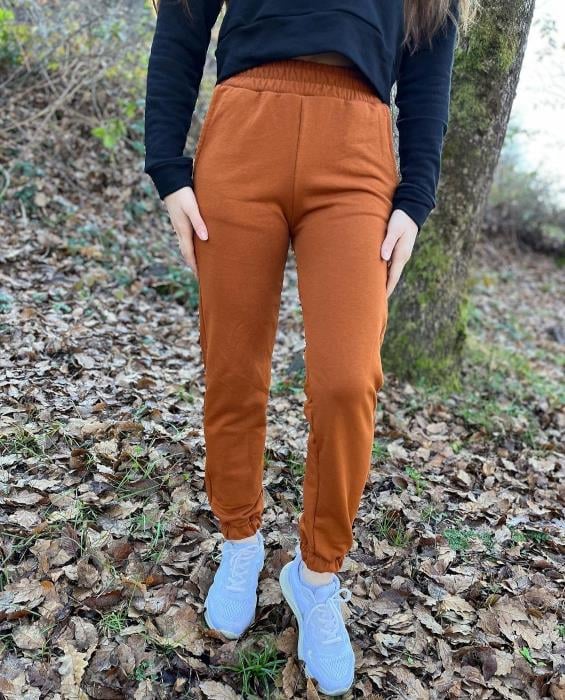 Beli Lastikli Dar Paça Eşofman Kiremit 
