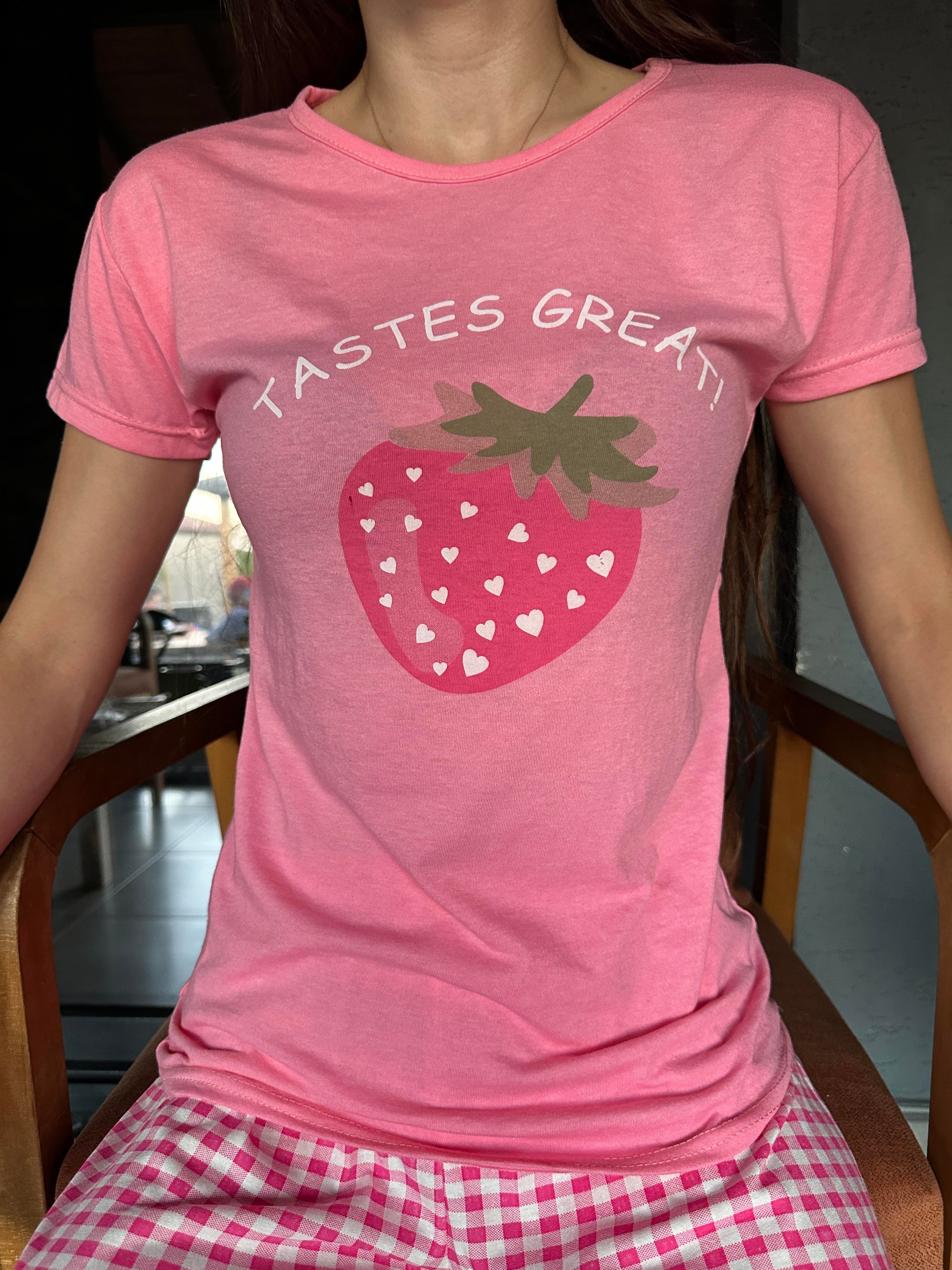Çilek Desenli Kısa Kol Pötikareli Pijama Takım Pembe