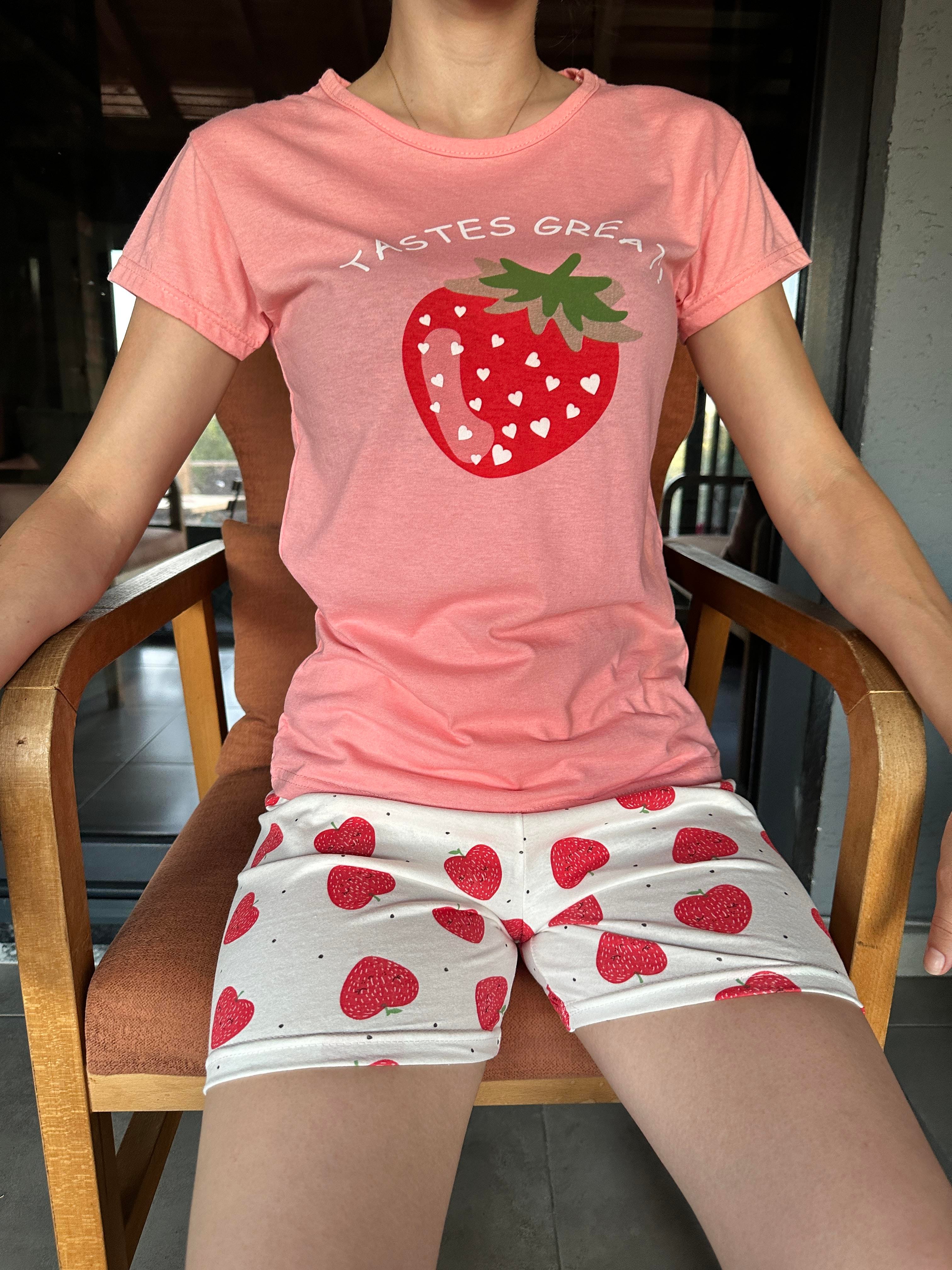 Çilek Desenli Kısa Kol Şort Pijama Takım 