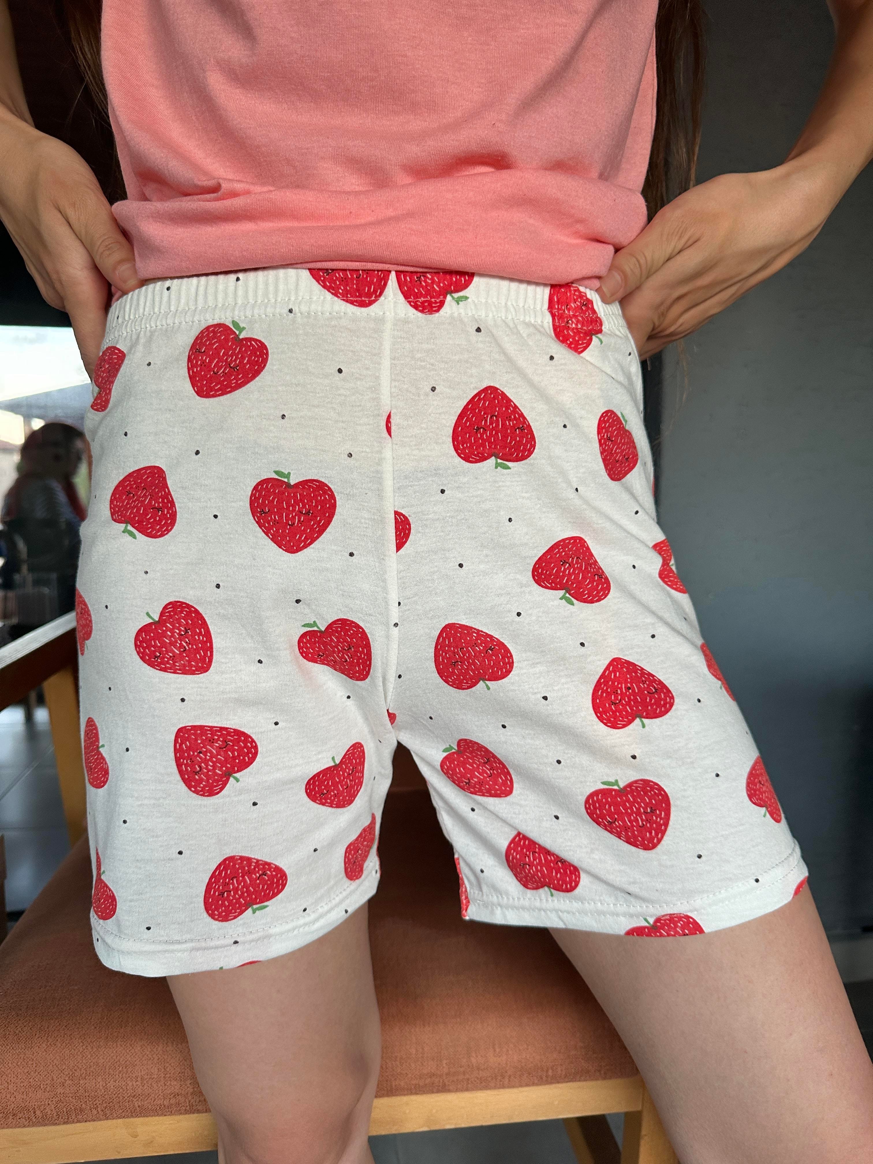 Çilek Desenli Kısa Kol Şort Pijama Takım 