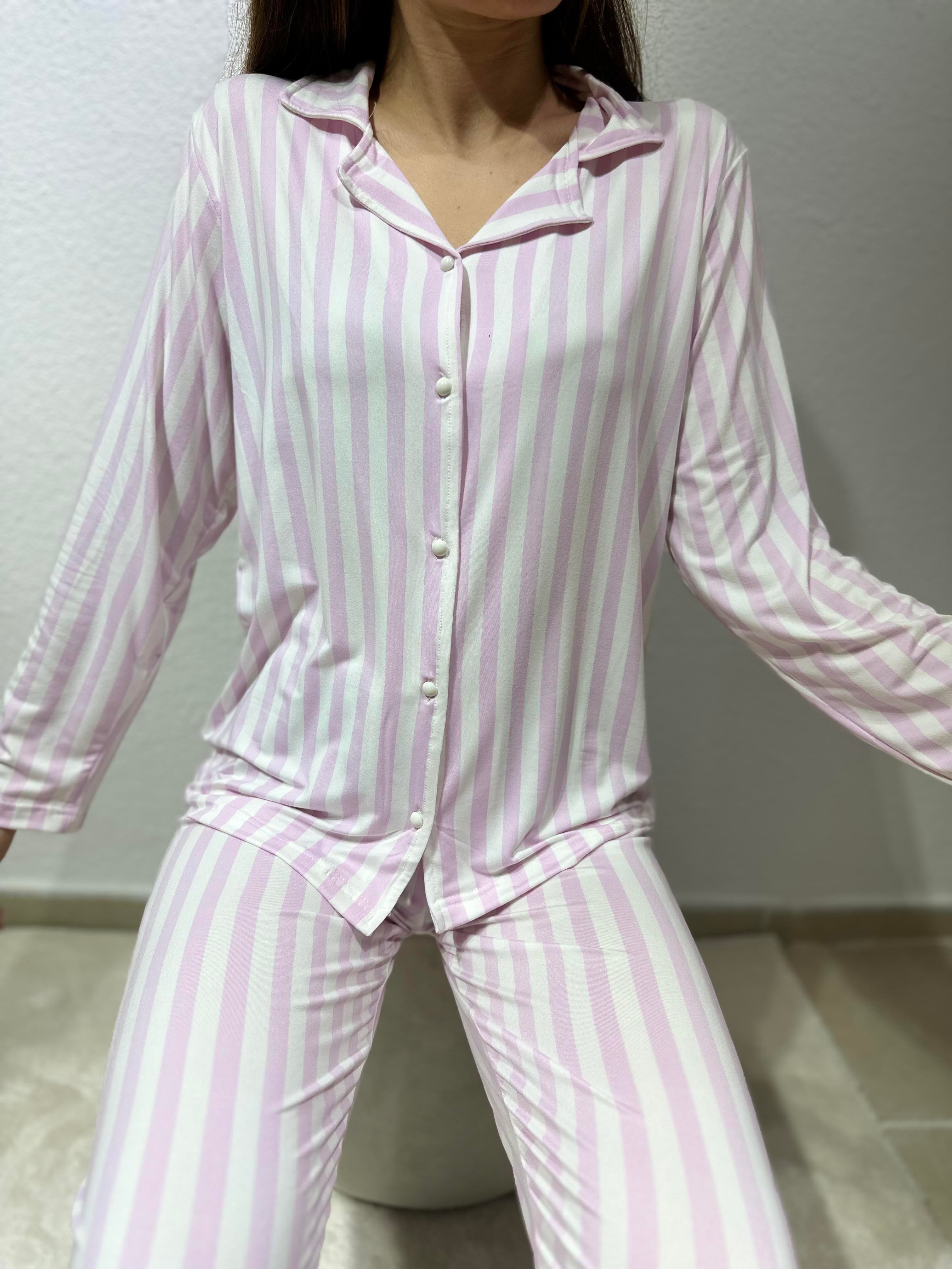 Çizgili Uzun Kol Milan Pijama Takım