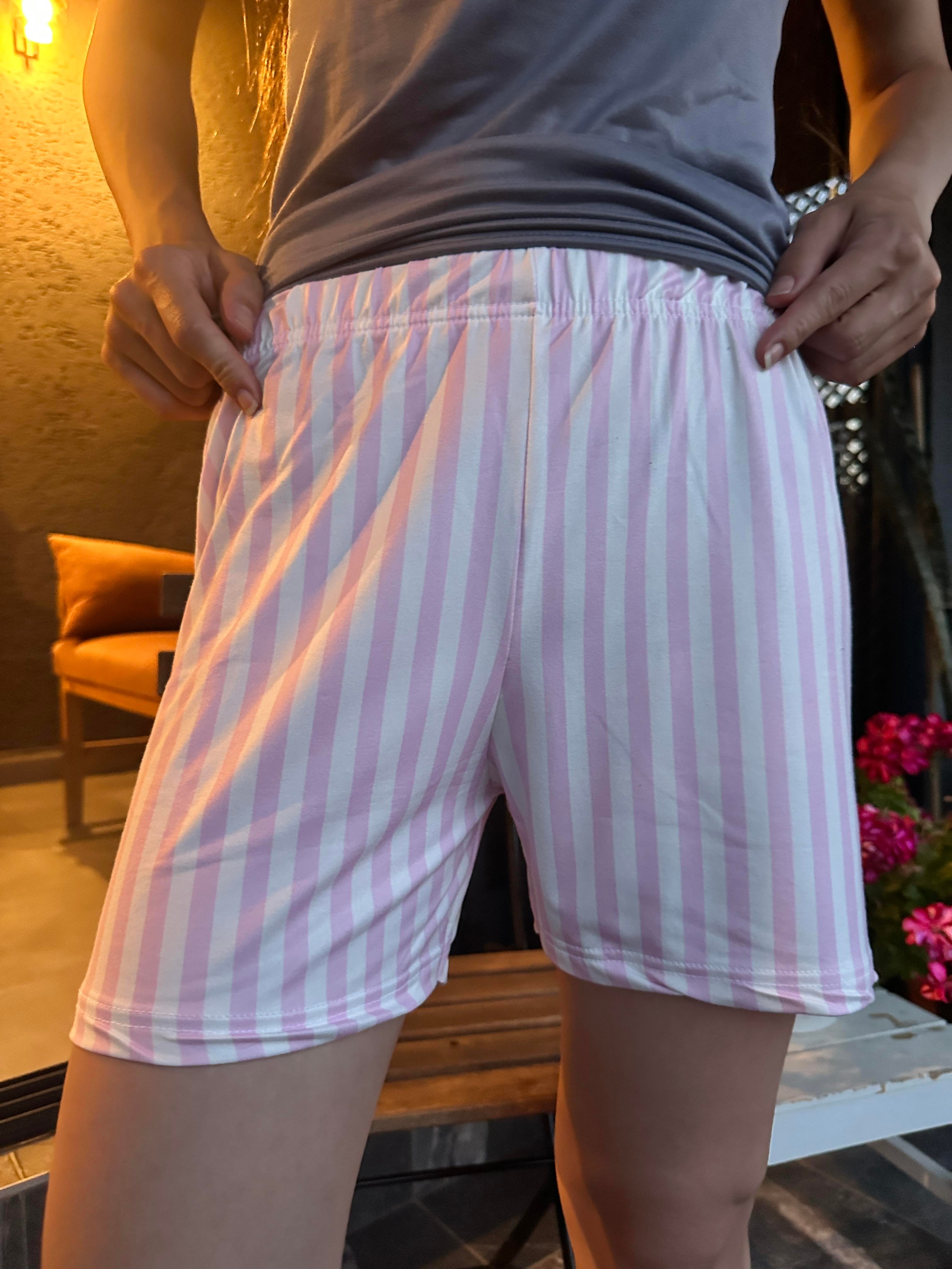 İp Askılı Çizgili Şort Milan Pijama Takım 