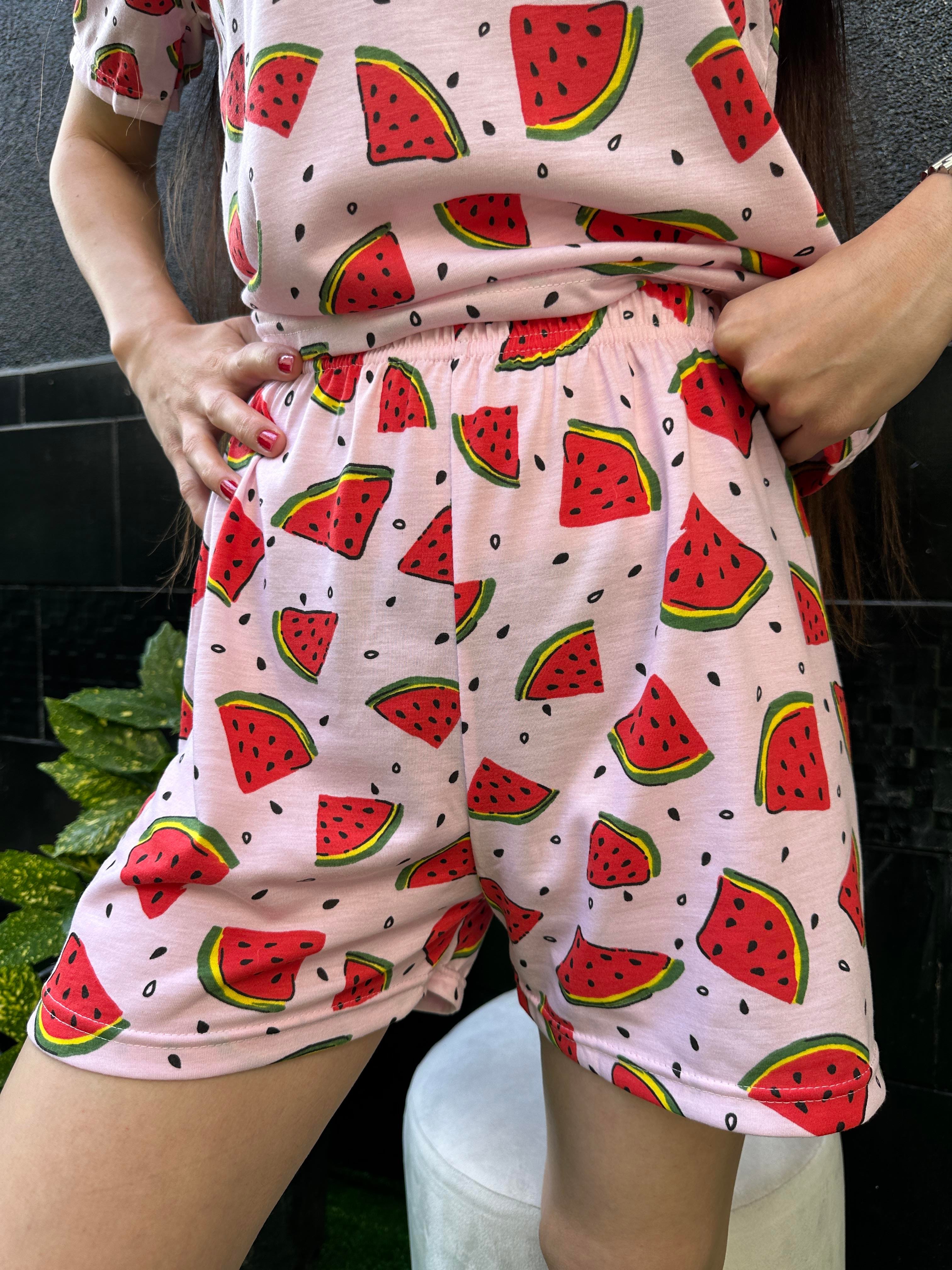 Karpuz Desen Kısa Kol Şort Pijama Takım 