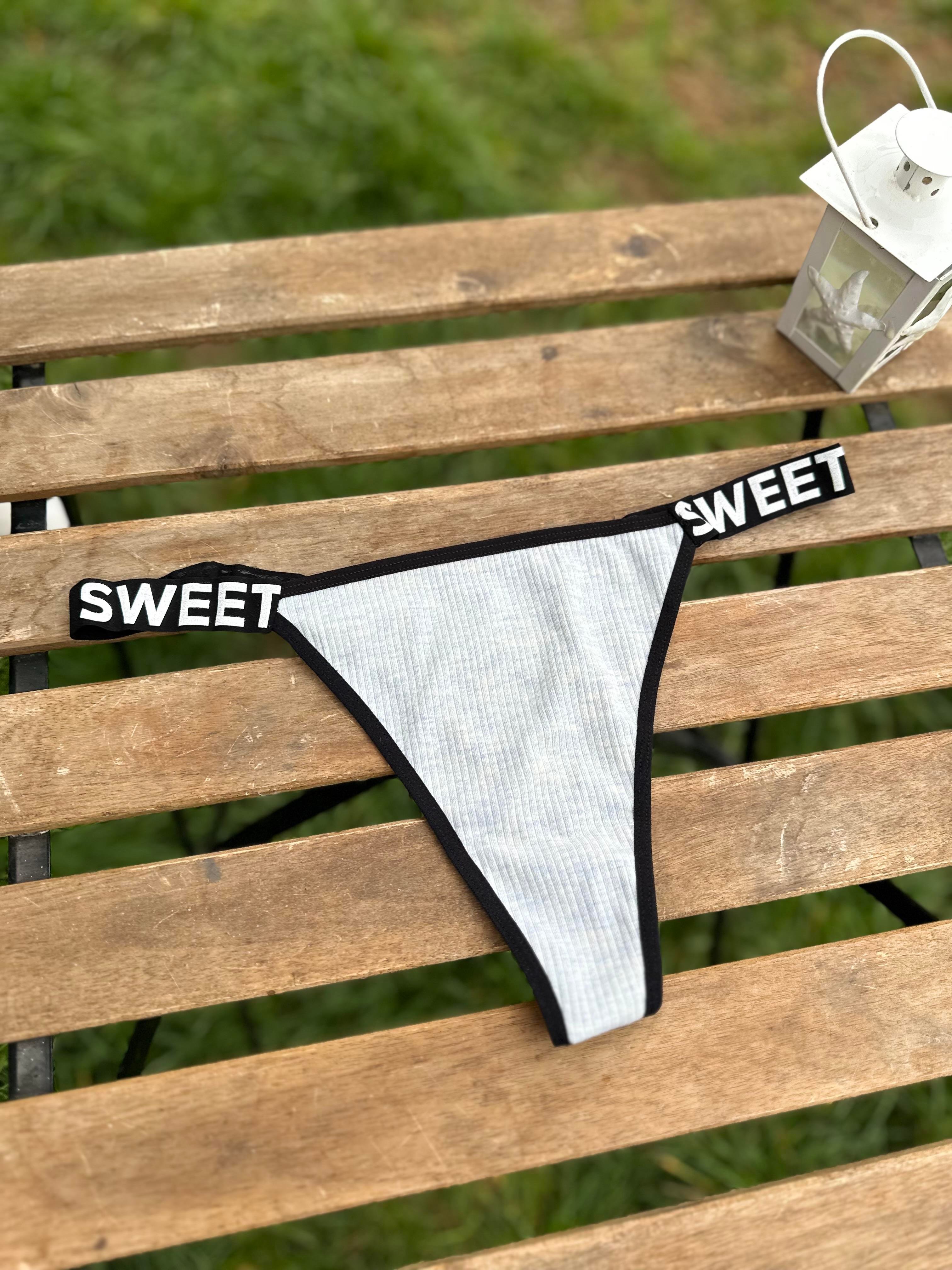Sweet Baskılı Pamuklu  Tangalı Külot Açık Mavi