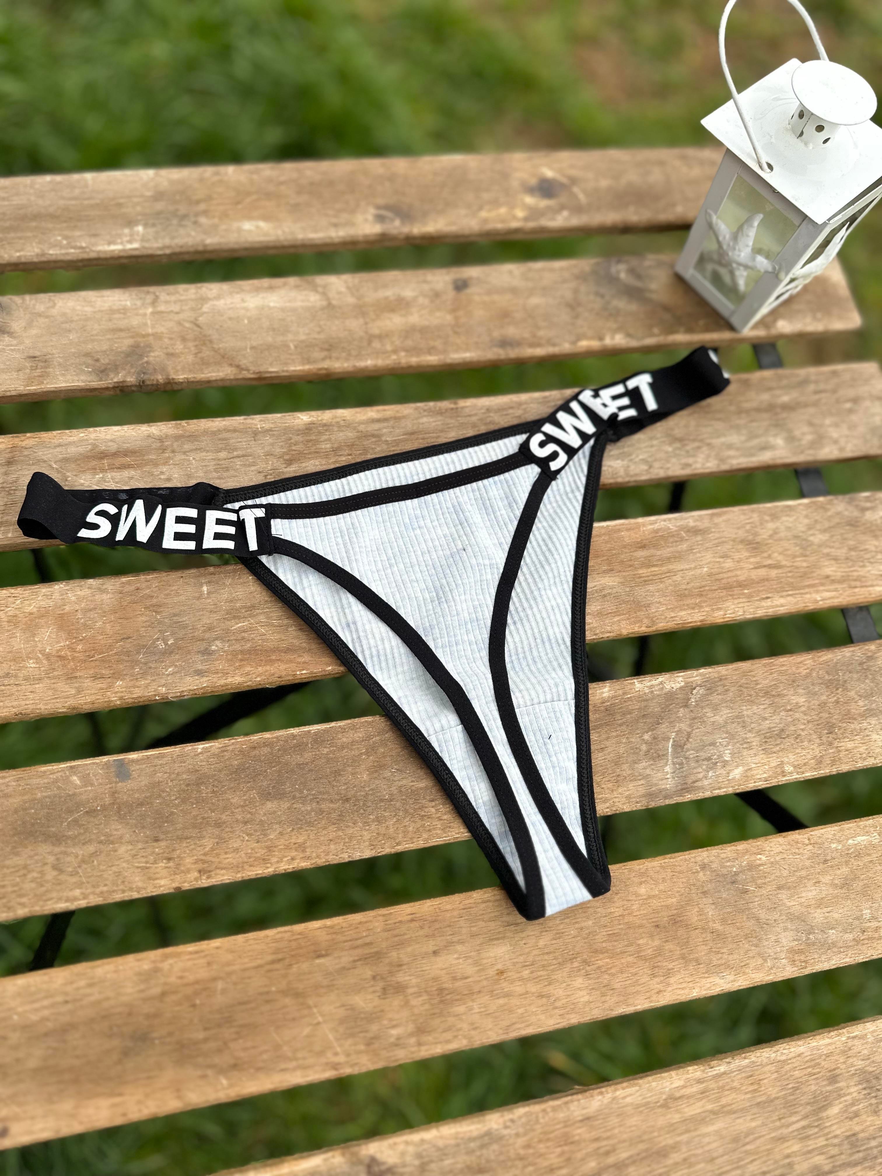 Sweet Baskılı Pamuklu  Tangalı Külot Açık Mavi
