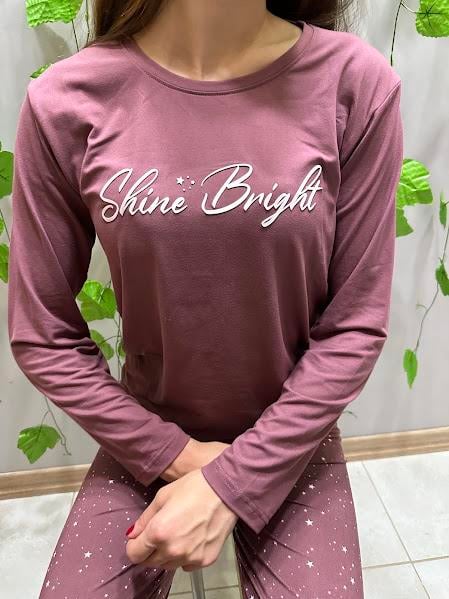 Yazı Desenli Pamuklu Pijama Takım Vişne Çürüğü