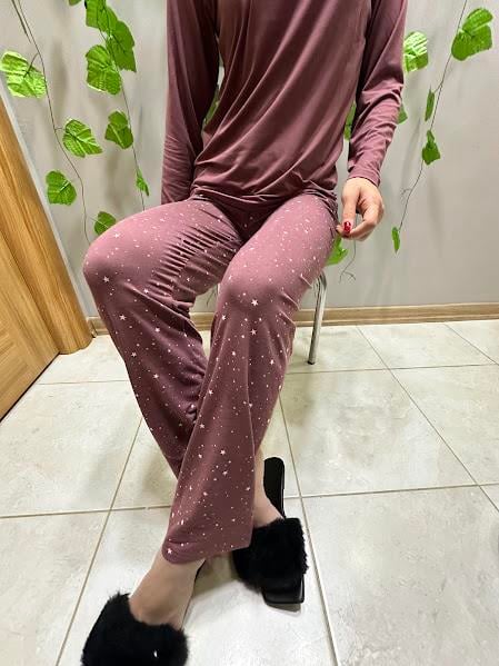Yazı Desenli Pamuklu Pijama Takım Vişne Çürüğü