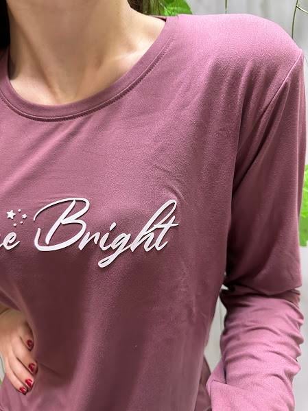 Yazı Desenli Pamuklu Pijama Takım Vişne Çürüğü