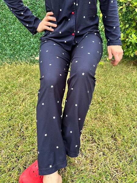 Yıldız Desenli Gömlek Yaka Pijama Takım 