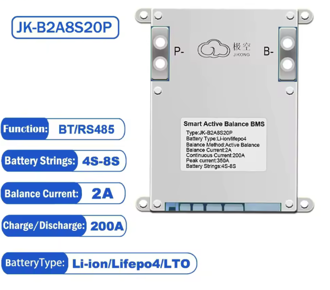 JK Smart Bms - 4-8S 200A - 2A BLANS-JK-B2A8S20P