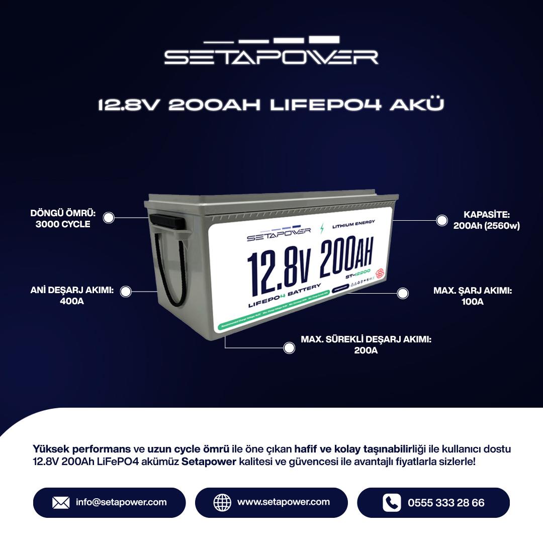 Setapower 12.8V 200AH LiFePO4 Akü