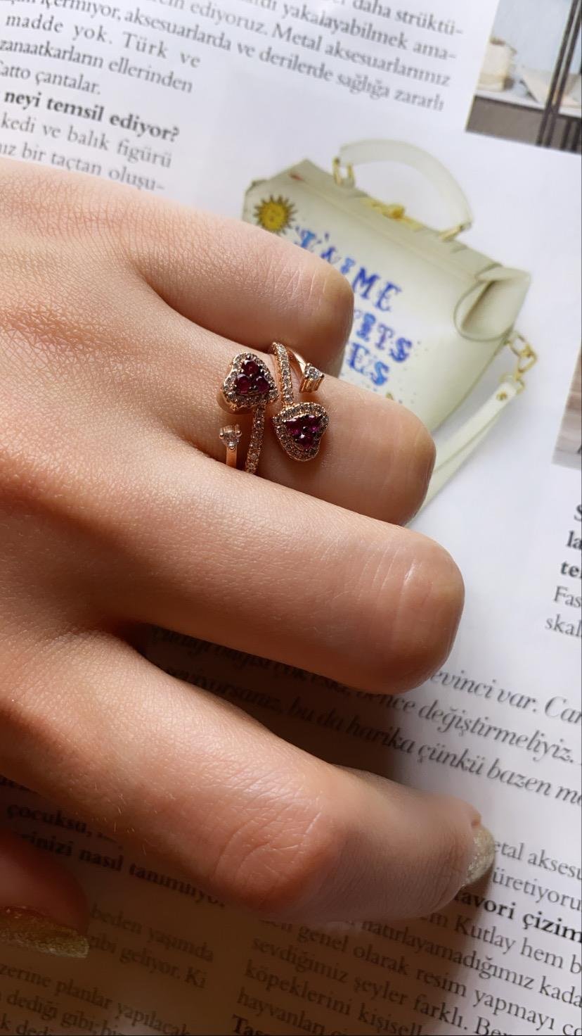 Fuşya Heart Yüzük