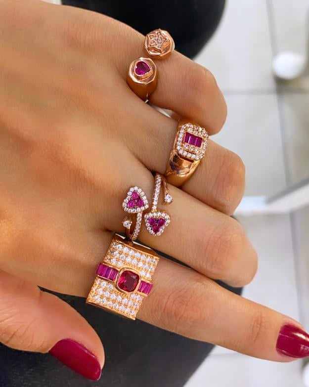 Fuşya Heart Yüzük