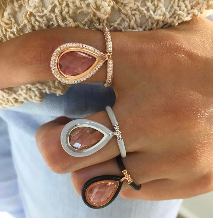 Gri Mineli Damla Yüzük