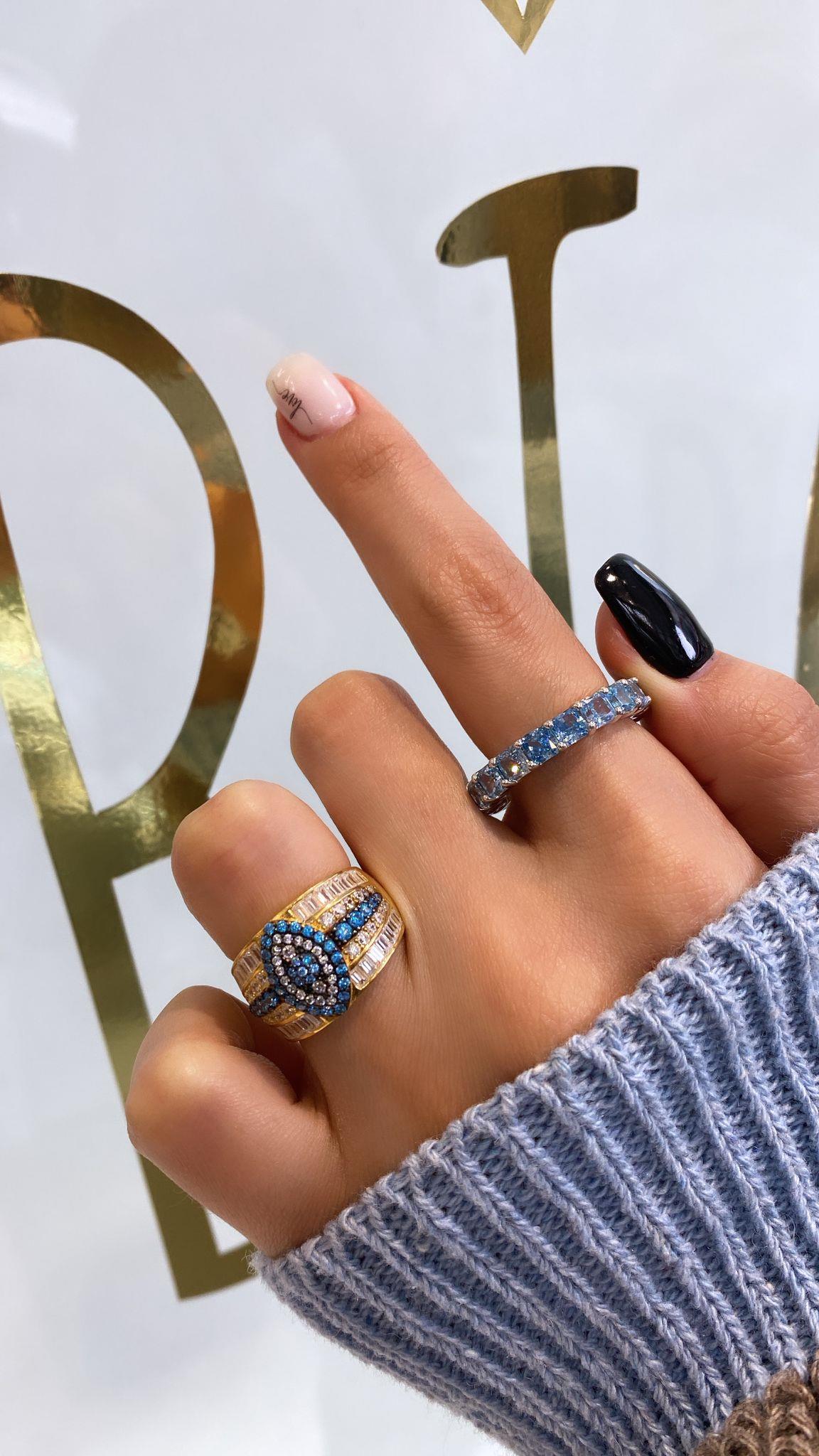 İthal Blue Quare Tamtur Yüzük