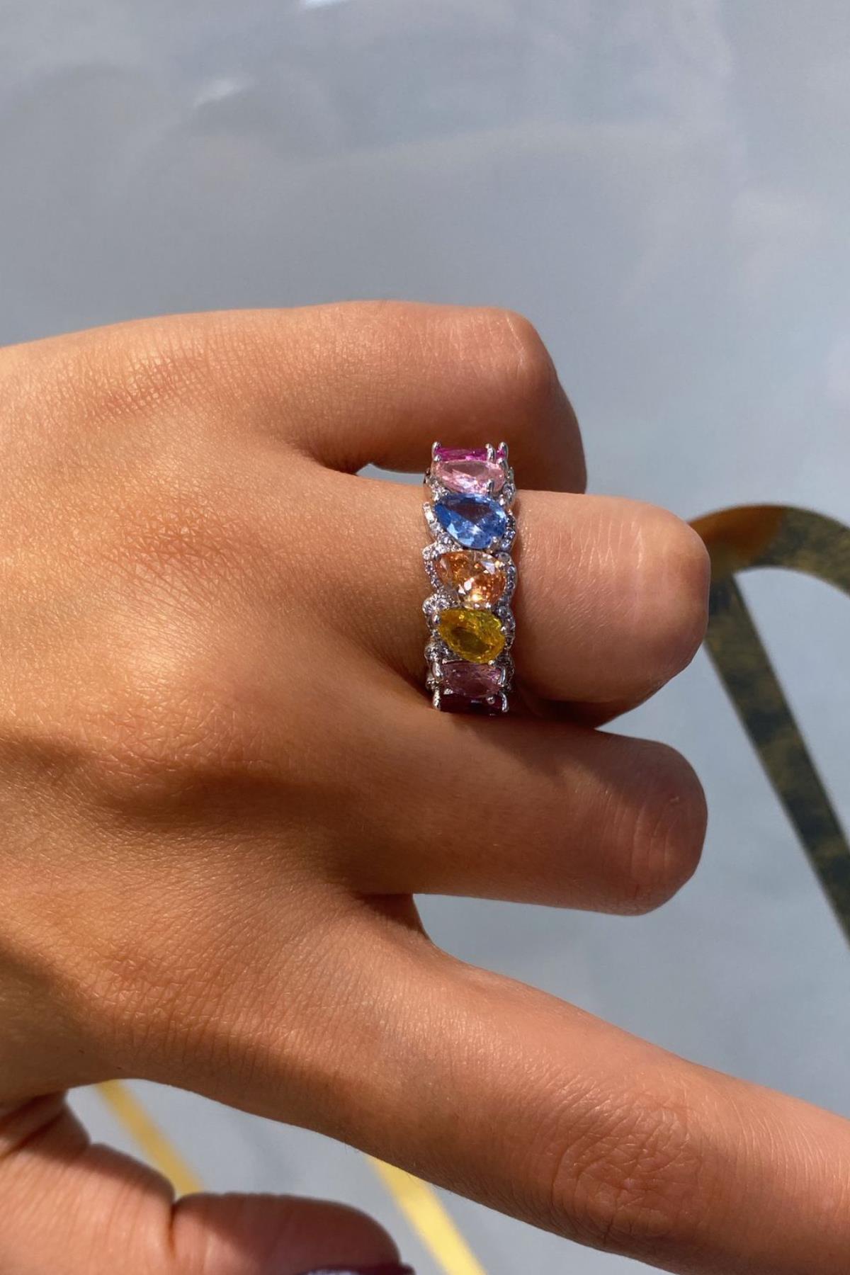 İthal Celia Drop Rainbow Yüzük