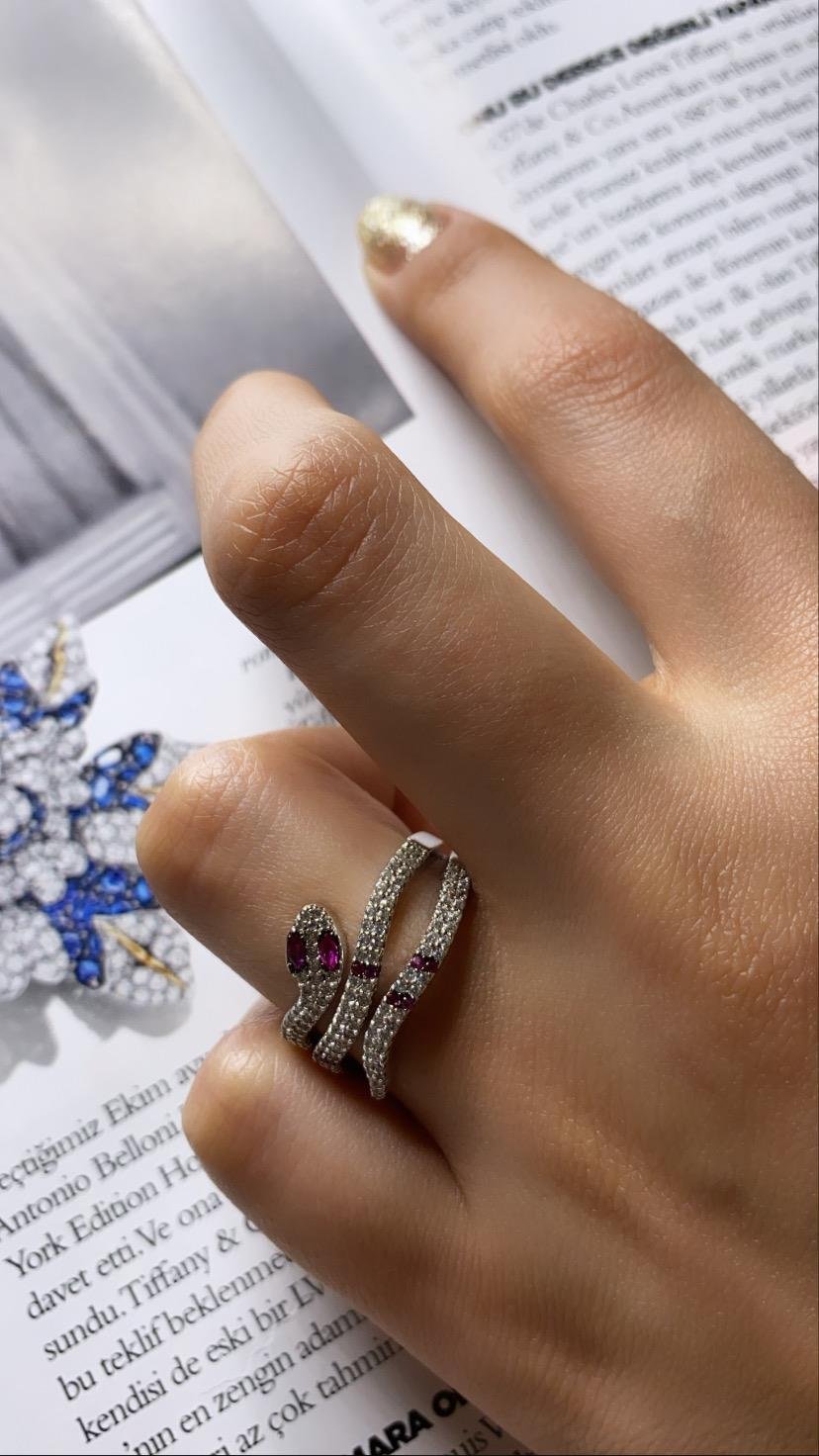 İthal Fuşya Snake Yüzük