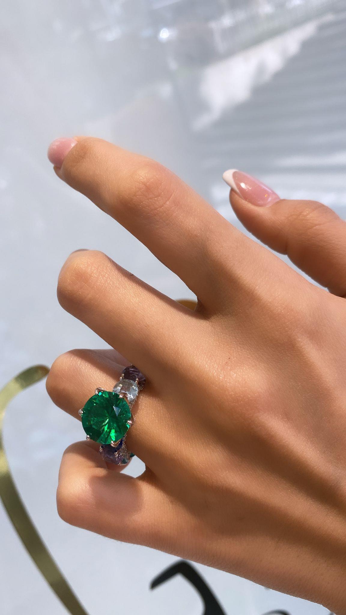 İthal Green Rainbow Celia Tektaş Yüzük