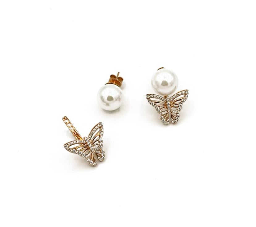İthal İnci Butterfly Küpe