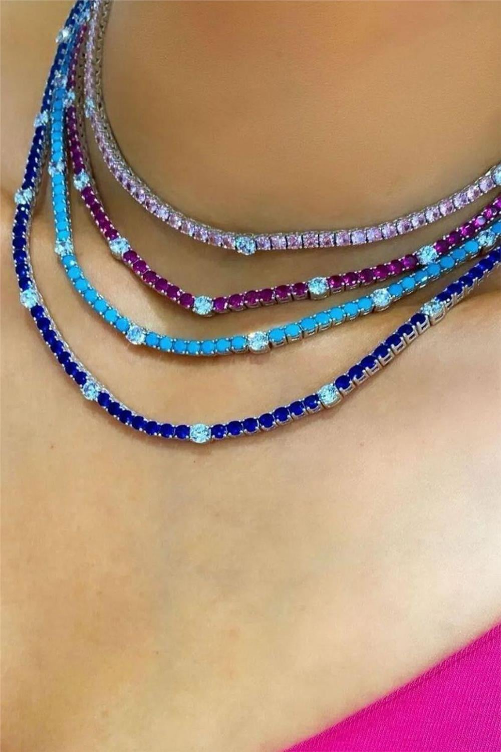 İthal Ruby Renkli Su Yolu Kolye