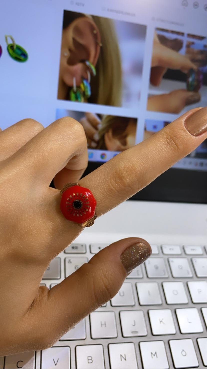 Kırmızı Mineli Pery Yüzük