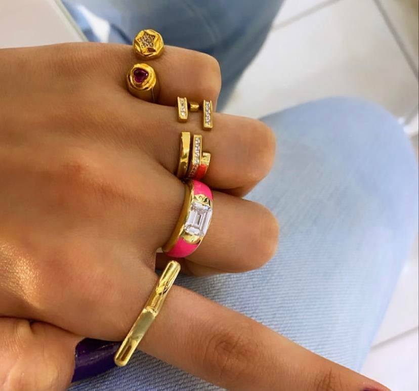 Pembe Mineli Baget Yüzük