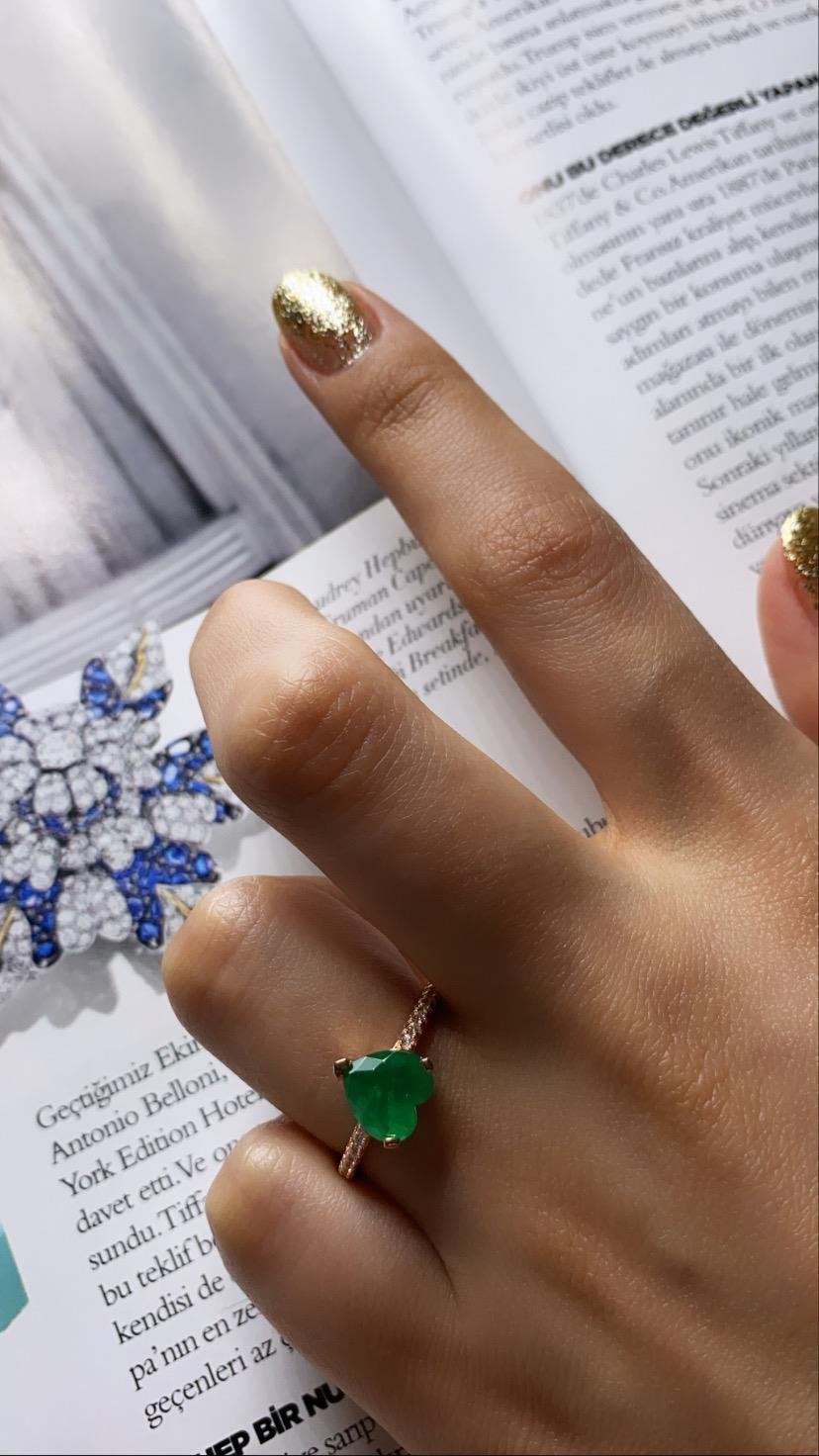 Yeşil Paraiba Heart Yüzük