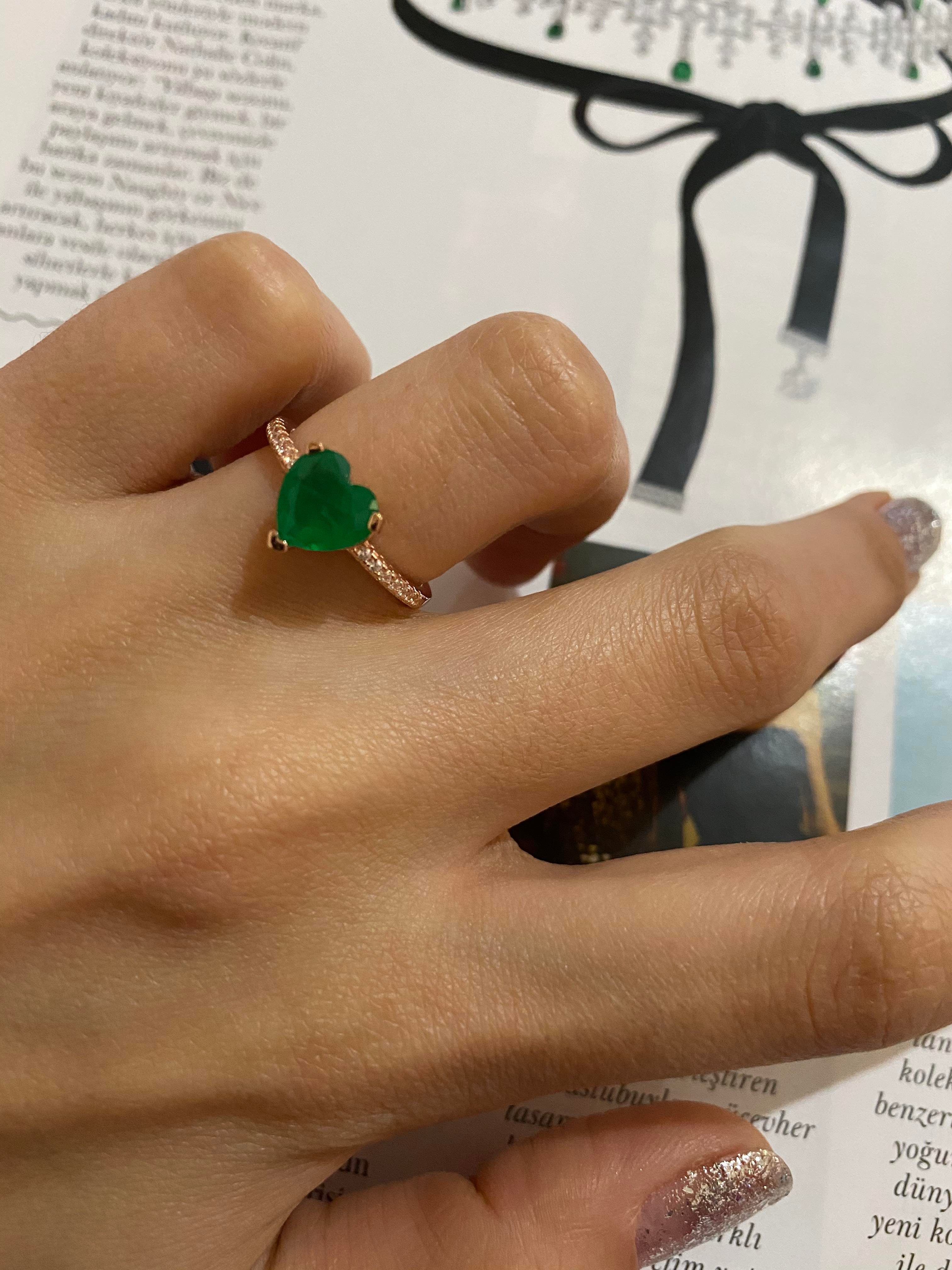 Yeşil Paraiba Heart Yüzük