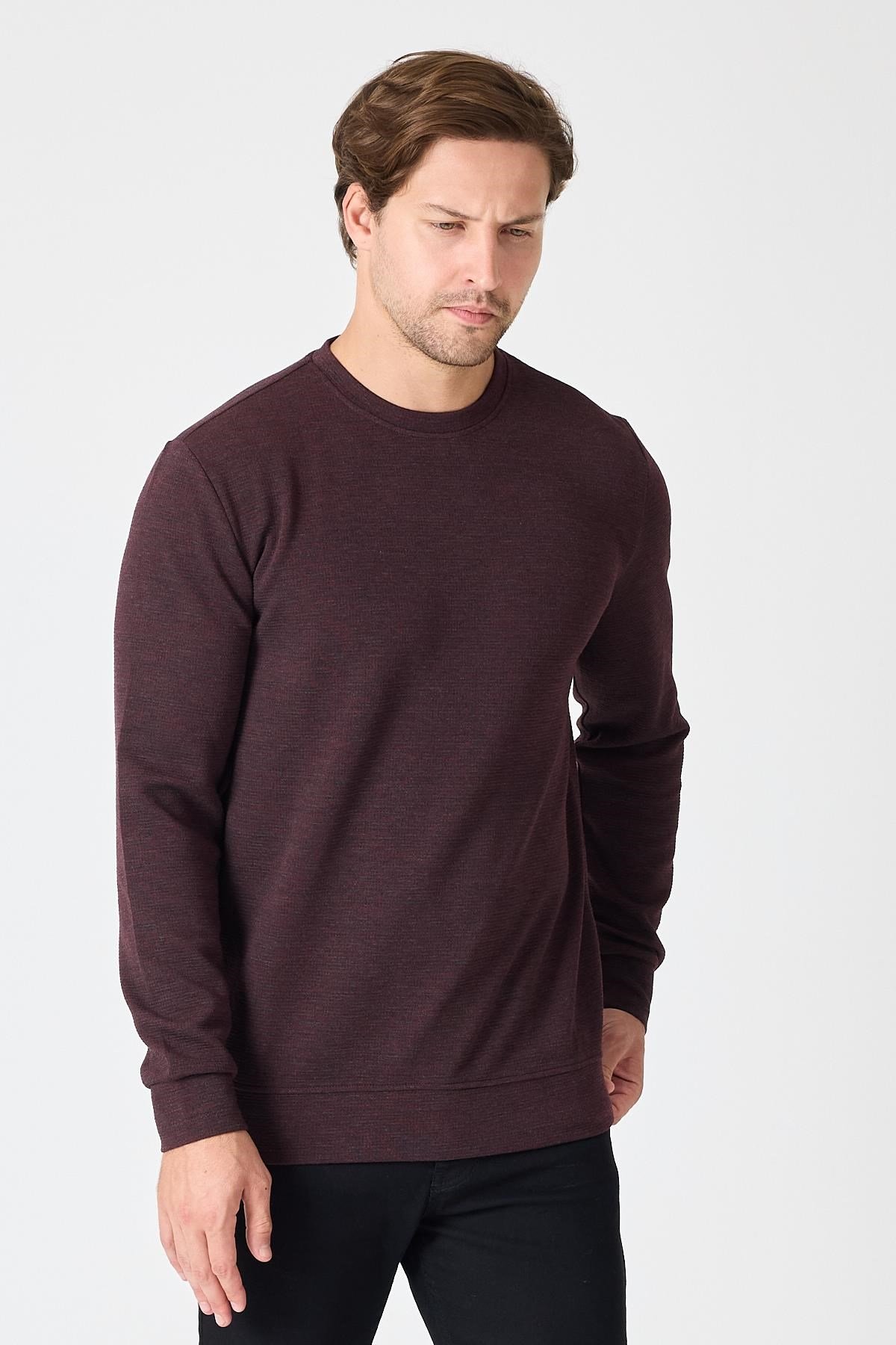 Bisiklet Yaka Dokulu Sweatshirt