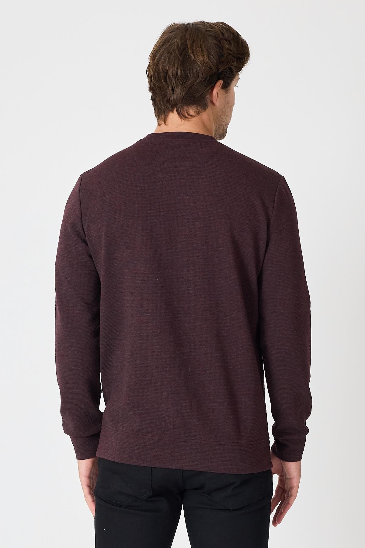 Bisiklet Yaka Dokulu Sweatshirt