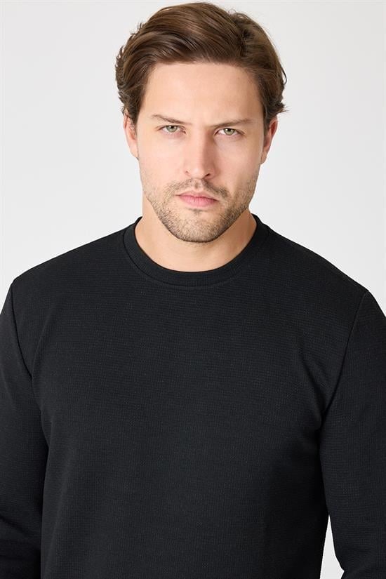 Bisiklet Yaka Dokulu Sweatshirt