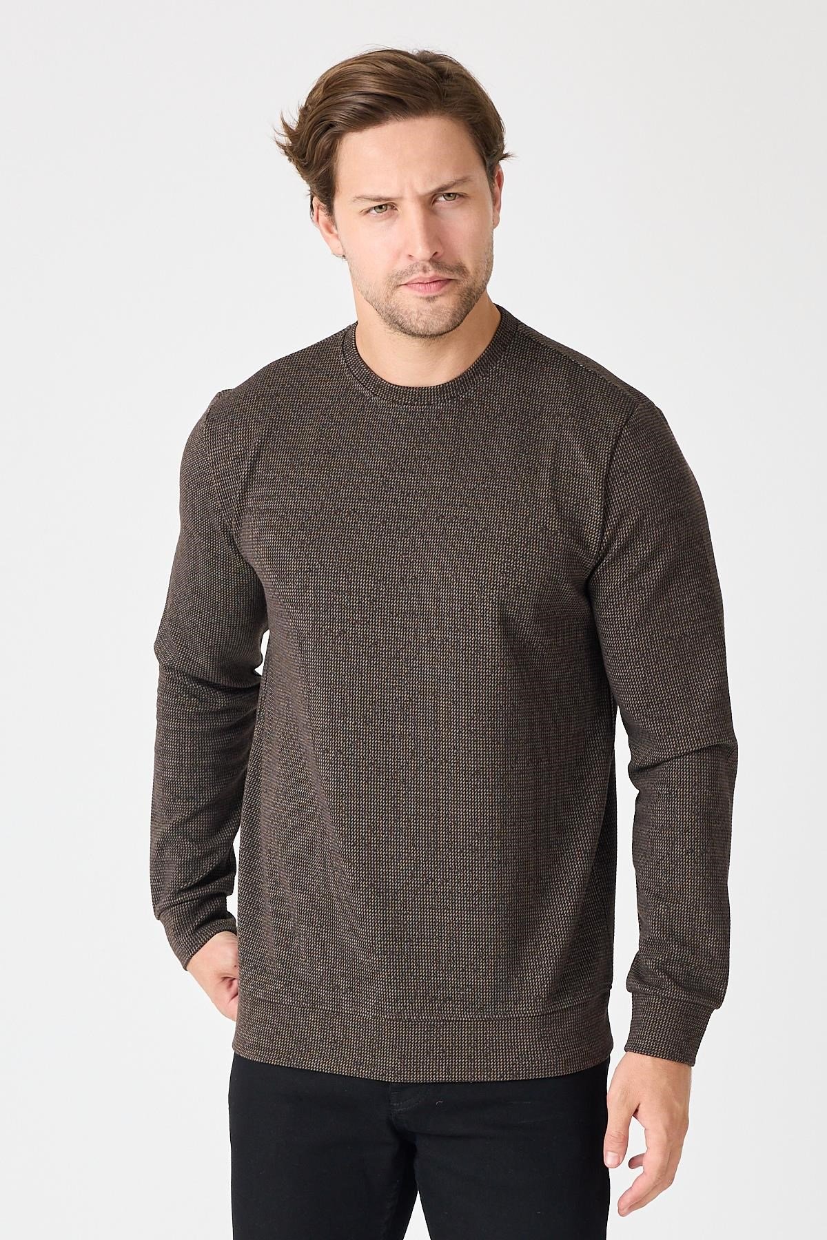 Bisiklet Yaka Dokulu Sweatshirt
