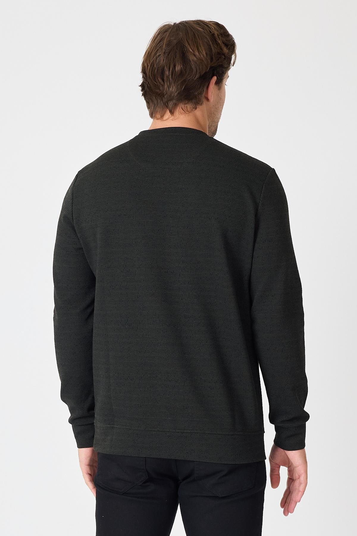 Bisiklet Yaka Dokulu Sweatshirt