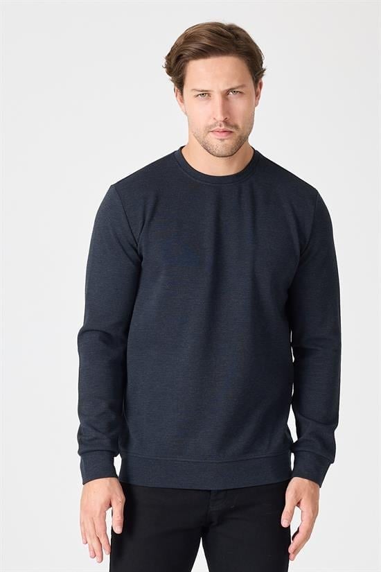 Bisiklet Yaka Dokulu Sweatshirt
