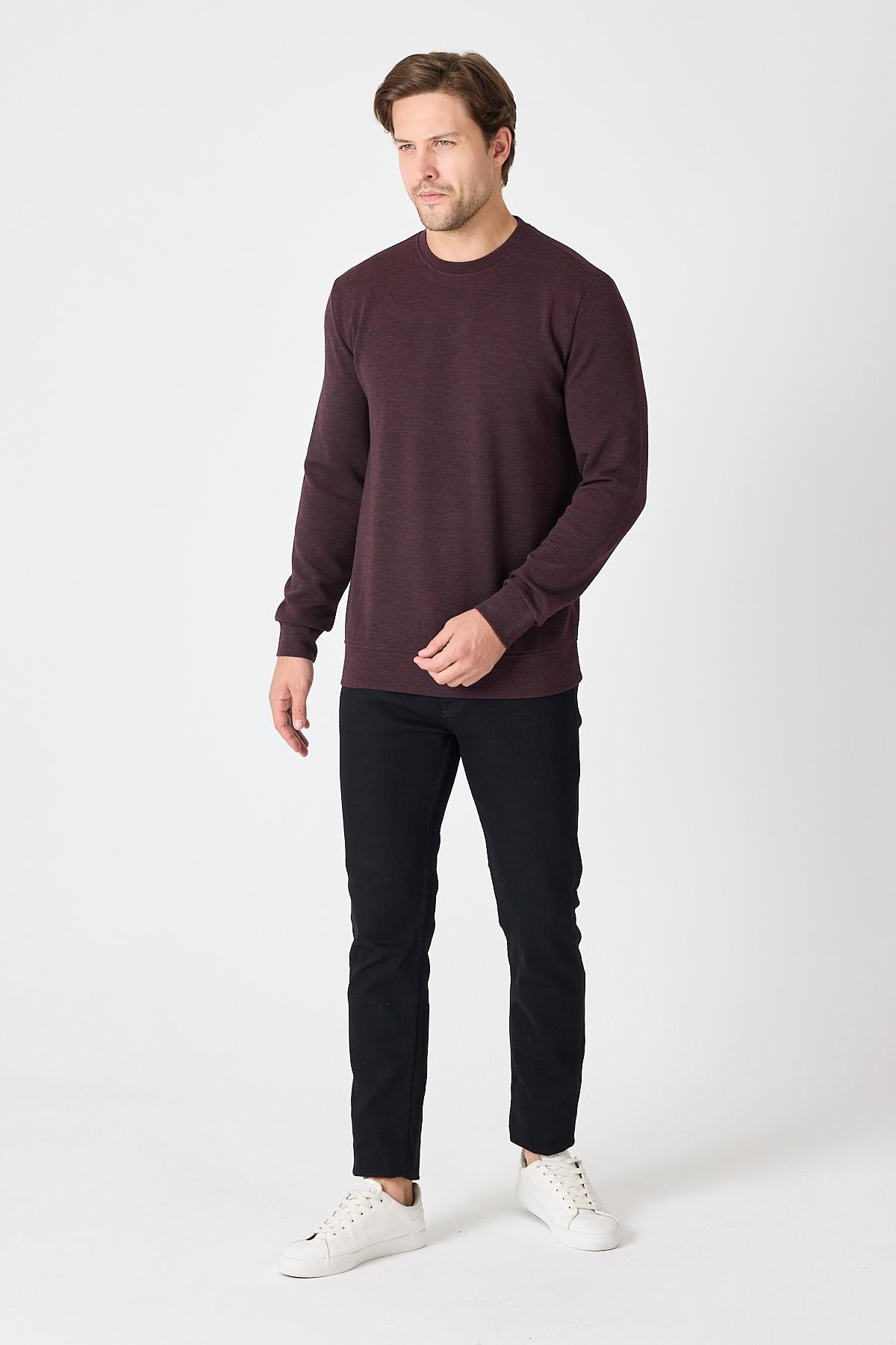 Bisiklet Yaka Dokulu Sweatshirt