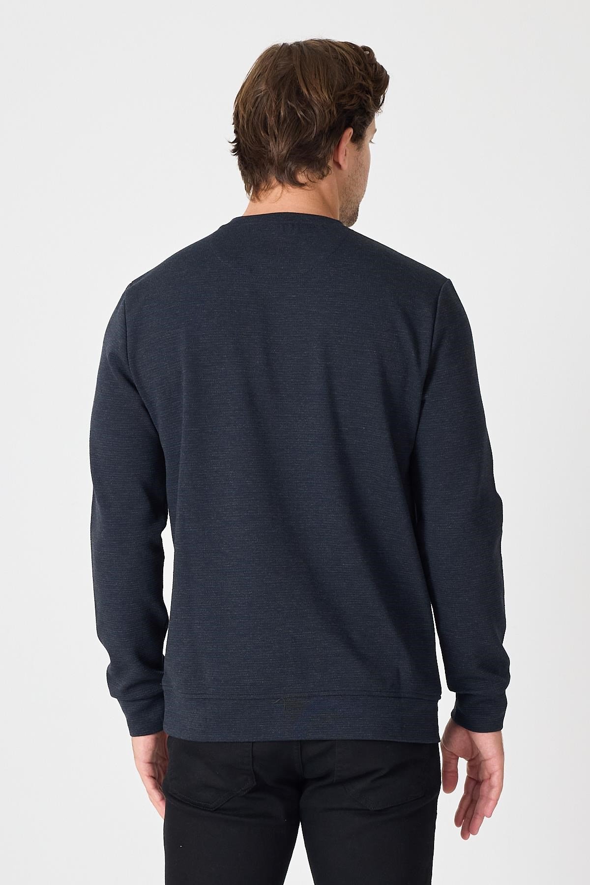 Bisiklet Yaka Dokulu Sweatshirt