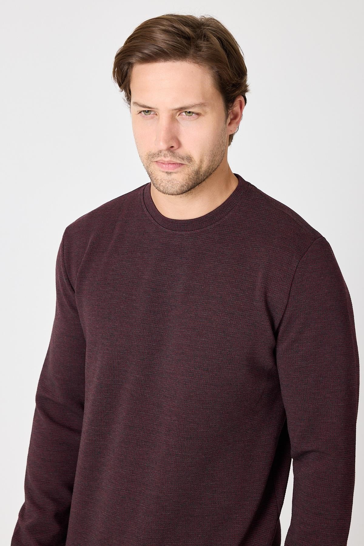 Bisiklet Yaka Dokulu Sweatshirt