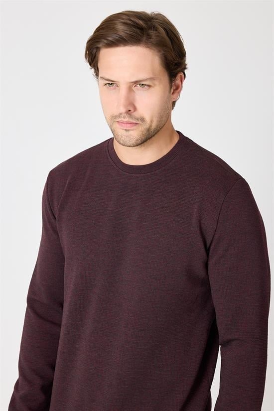 Bisiklet Yaka Dokulu Sweatshirt