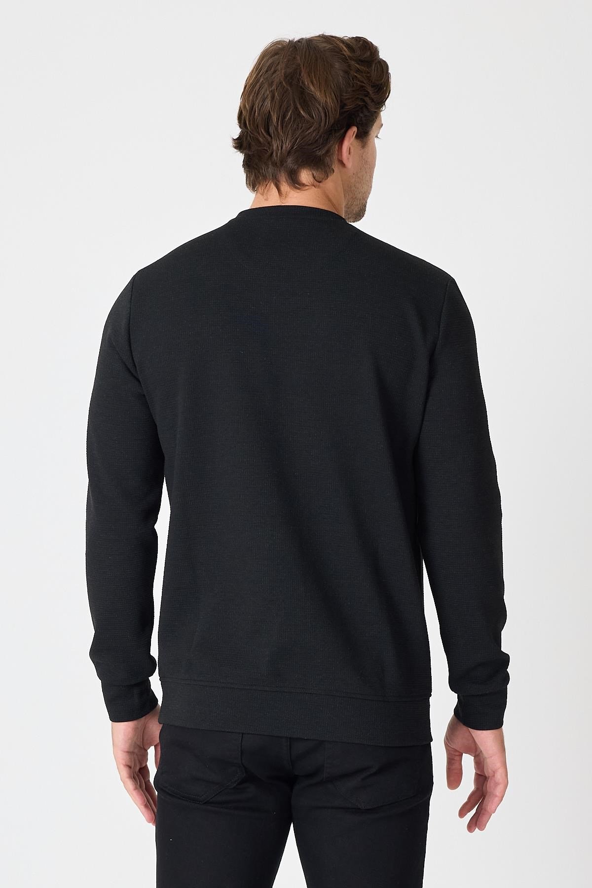 Bisiklet Yaka Dokulu Sweatshirt
